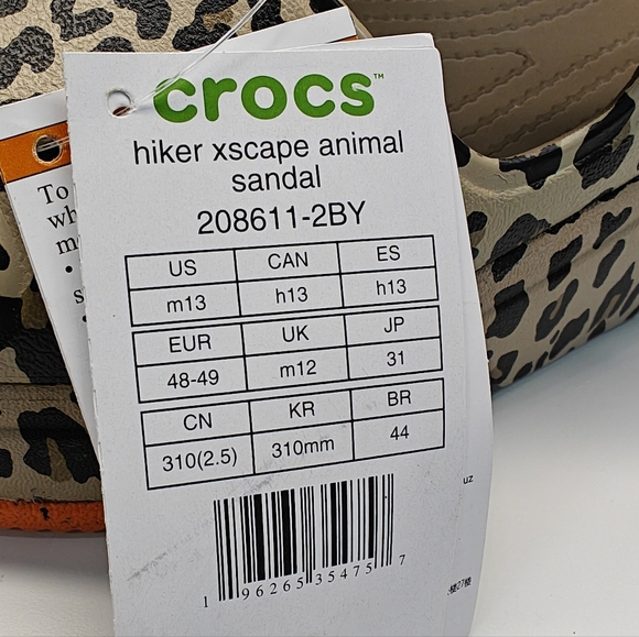 Crocs Hiker Xscape Khaki Leopard Sandal Clogs with zippered pouch size Men's 13 - Picture 11 of 11